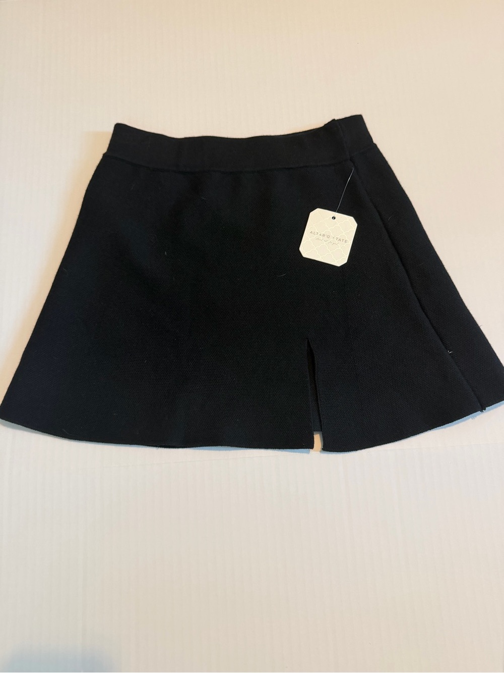 Altar'd State Black A-Line Mini Skirt with Front Slit